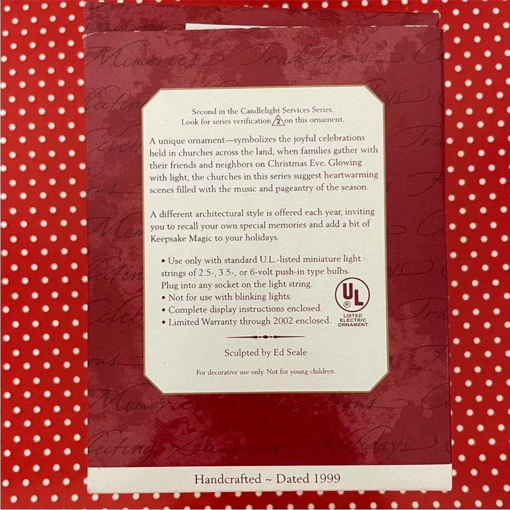 1999 HALLMARK Keepsake Lighted Colonial Church Christmas Ornament